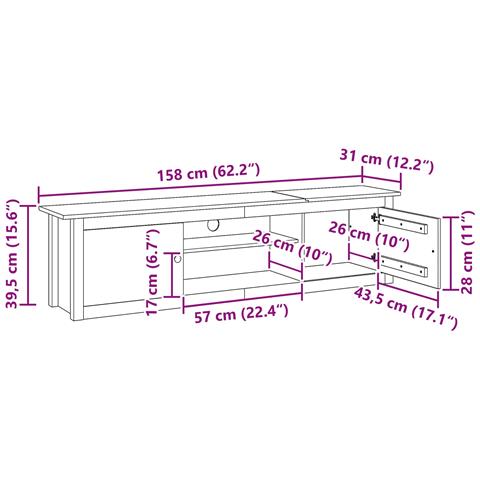 Supporto per TV HILL Marrone miele 158 x 40 x 39,5 cm - Foto 9