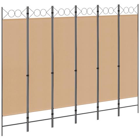 Divisore per Stanza a 6 Pannelli Beige 240 x 180 cm Tessuto - Foto 1