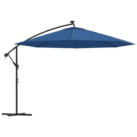 Ombrellone a Sbalzo con Palo e Luci a LED Azzurro 350 cm - Foto 1