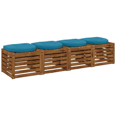 Cuscini per Sedia in 4 Pezzi 4 pz 100% Poliestere Azzurro - Foto 2