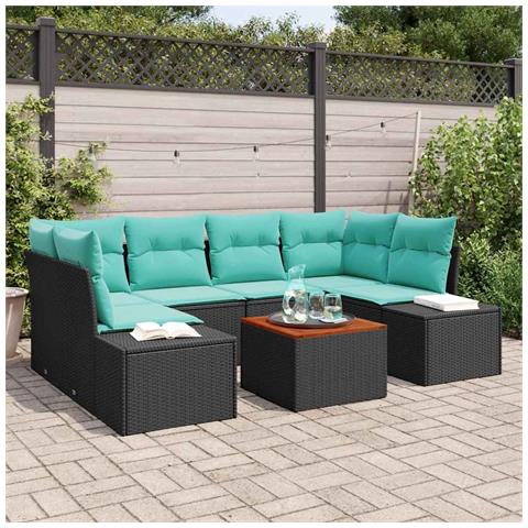 Set Divano da Giardino 7 pz Nero polyrattan - Foto 9