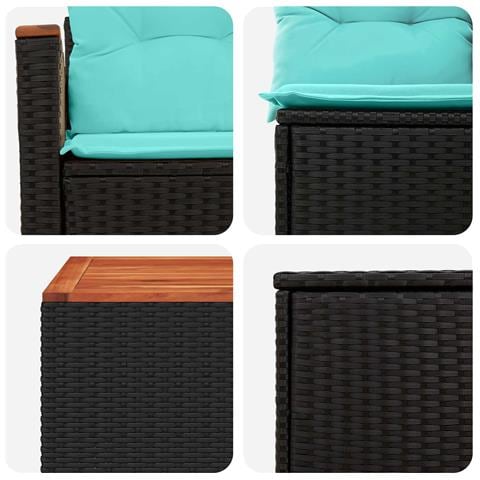 Set di divani 8 pz Nero e Blu Rattan sintetico e Acciaio - Foto 10