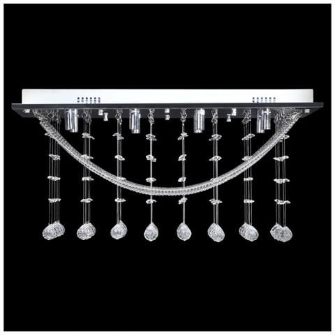 Lampada Da Soffitto Bianca Con Perline Cristalli Di Vetro 8 X G9 29 Cm - Foto 2