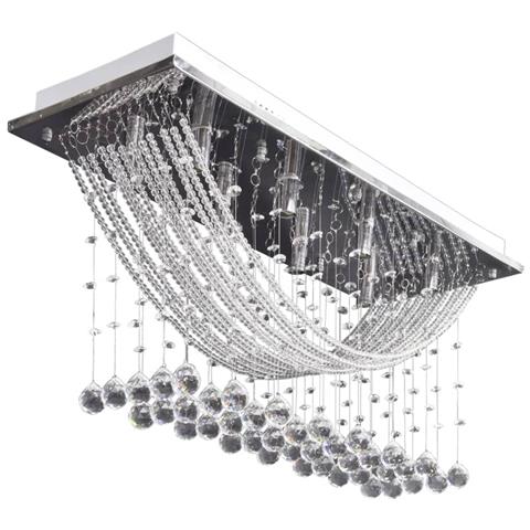 Lampada Da Soffitto Bianca Con Perline Cristalli Di Vetro 8 X G9 29 Cm - Foto 1