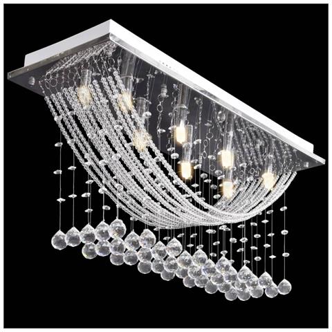 Lampada Da Soffitto Bianca Con Perline Cristalli Di Vetro 8 X G9 29 Cm - Foto 8