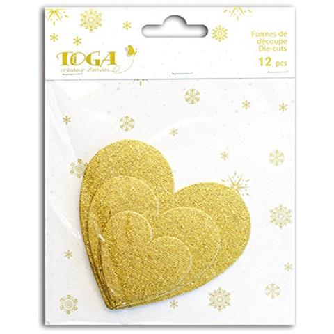 12 Cuori Con Glitter - Dorato - Foto 1