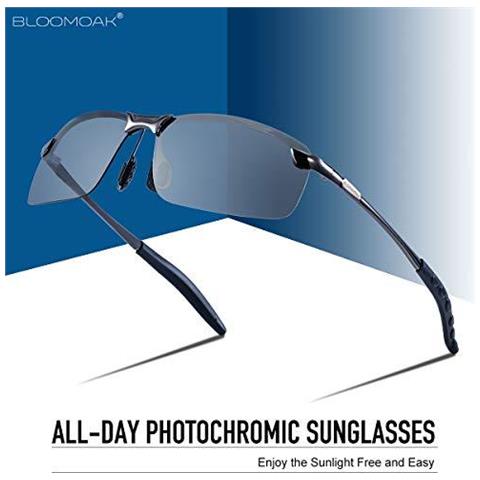 Fotocromatiche Driving Occhiali - Photochromism Polarizzazione Naso Regolabile Pezzi Antiscivolo Temple - Per Soleggiato E Nuvoloso Giorno Guidare Pesca Golf Ridurre Labbagliamento Uv400 Protezione Degli Occhi - Foto 2