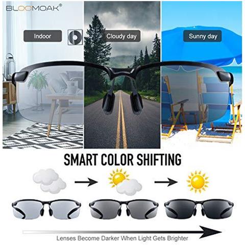 Fotocromatiche Driving Occhiali - Photochromism Polarizzazione Naso Regolabile Pezzi Antiscivolo Temple - Per Soleggiato E Nuvoloso Giorno Guidare Pesca Golf Ridurre Labbagliamento Uv400 Protezione Degli Occhi - Foto 4