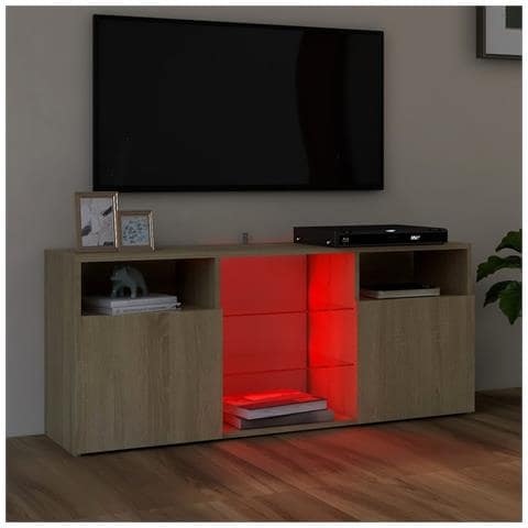 Mobile Porta TV con Luci LED Rovere Sonoma 120x30x50 cm - Foto 2