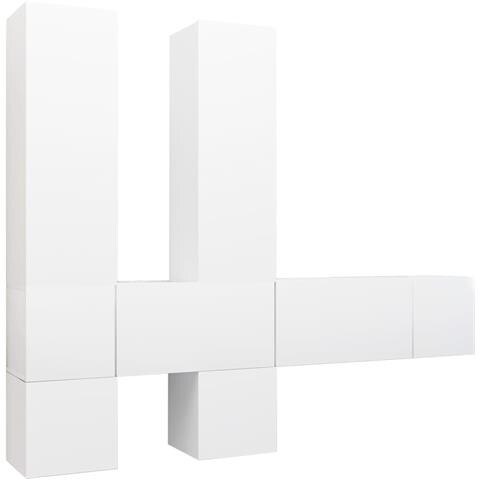 Set Mobili Porta TV 7 pz Bianco in Legno Multistrato - Foto 1