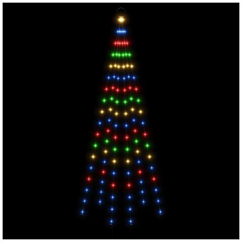 Albero di Natale Pennone Colorato 108 LED 180 cm - Foto 2
