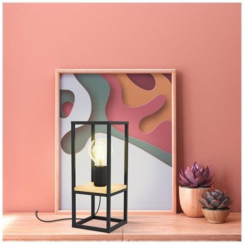 Lampada Da Scrivania Industrial Libertad 1 Luce Metallo Nero E Marrone - Foto 1