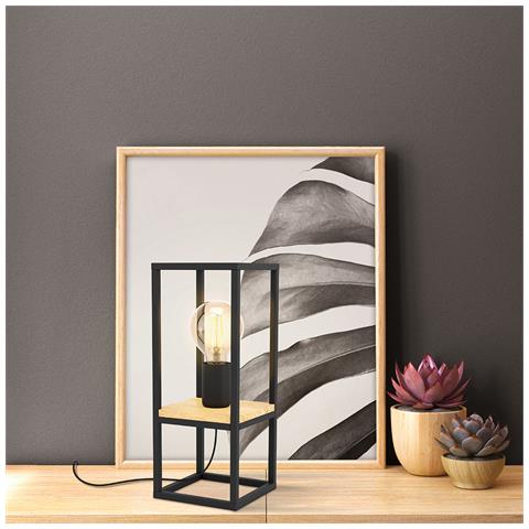 Lampada Da Scrivania Industrial Libertad 1 Luce Metallo Nero E Marrone - Foto 3