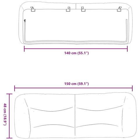Cuscino Testiera Grigio Chiaro 140 cm in Tessuto - Foto 9