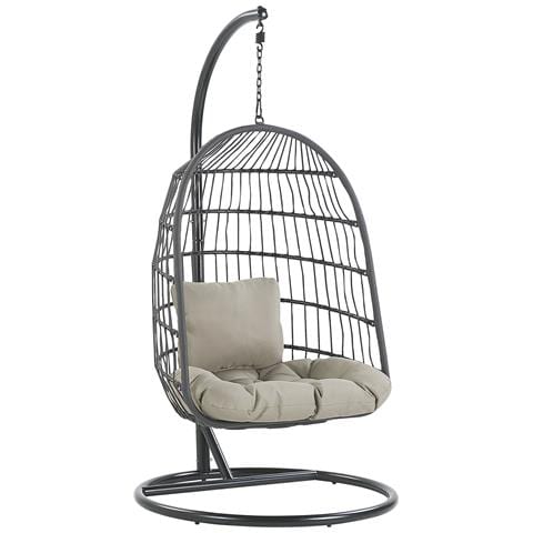 Poltrona Sospesa Beige Con Piedistallo Nero Allera - Foto 2