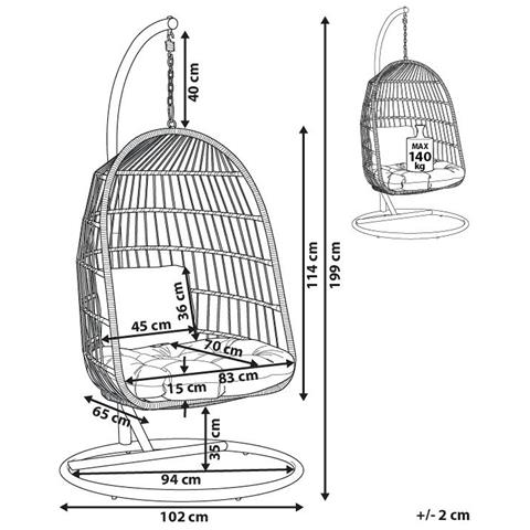 Poltrona Sospesa Beige Con Piedistallo Nero Allera - Foto 7