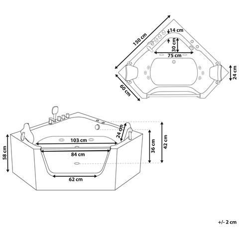Vasca Idromassaggio Angolare Cantalla 150 X 150 Cm Bianco - Foto 9