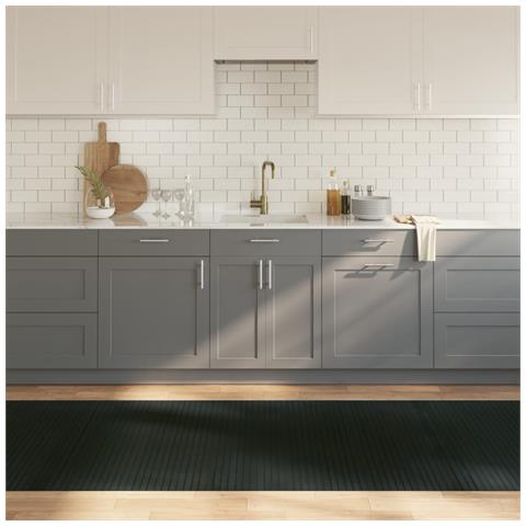 Tappeto Rettangolare Grigio 100x400 Cm In Bambù - Foto 1