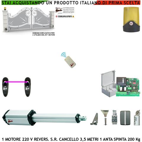 Apricancello Elettrico Kit Base Ricambio Per Cancello Un Anta Da 3,5 Metri Motore Elettromeccanico 220 V Stelo Retratt - Foto 1