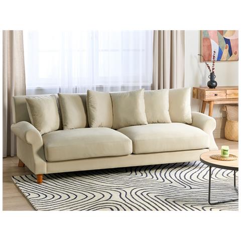 Divano 3 Posti Eike Tessuto Bianco Sporco - Foto 1