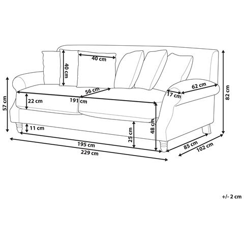 Divano 3 Posti Eike Tessuto Bianco Sporco - Foto 14