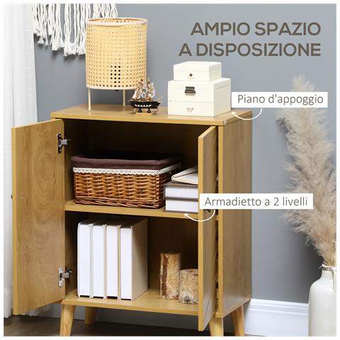 Mobile Multiuso Stile Vintage In Legno Con Due Ripiani Interni, 60x30x76cm - Foto 2