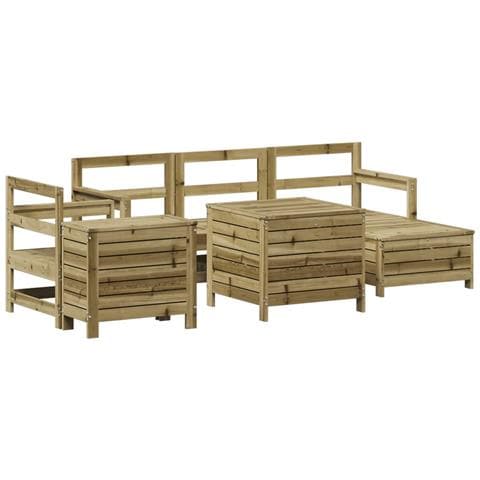 Set Divani Da Giardino 7 Pz In Legno Impregnato Di Pino - Foto 1