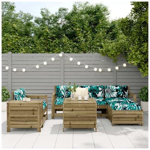 Set Divani Da Giardino 7 Pz In Legno Impregnato Di Pino - Foto 2