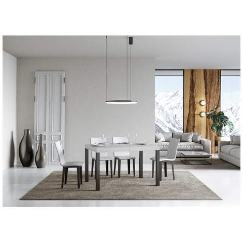 Tavolo Allungabile 90x120/224 Cm Everyday Premium Bianco Frassino Telaio Antracite - Foto 4