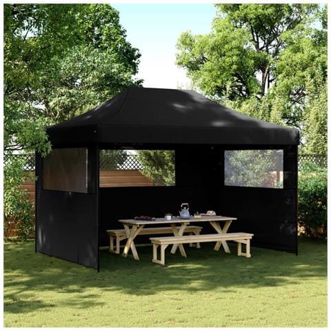 Tendone Per Feste Pieghevole Pop-up Con 3 Pareti Nero - Foto 1