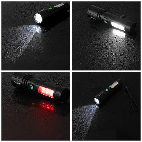 Torcia Tattica Ricaricabile 260lm 5w Led + Smd Va0181 - Foto 8