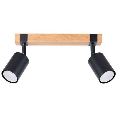 Sollux Lighting Lampada Da Soffitto Fager 2 Nero Sl.1344 - Scandinavo Lampade Da Soffitto Nero/legno Naturale 17.2x38x6 Cm - Foto 1