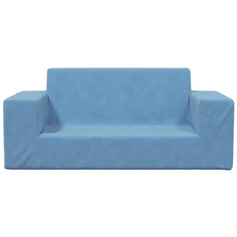 Divano per Bambini a 2 Posti Blu in Morbido Peluche - Foto 2