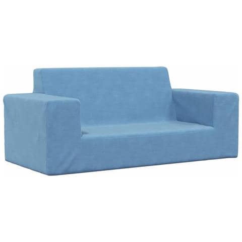 Divano per Bambini a 2 Posti Blu in Morbido Peluche - Foto 1