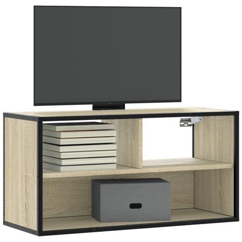 Mobile Tv Rovere Sonoma 80x31x39,5 Cm Legno Multistrato Metallo - Foto 1
