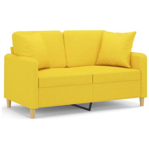 Divano A 2 Posti Con Cuscini Giallo Chiaro 120 Cm In Tessuto - Foto 2