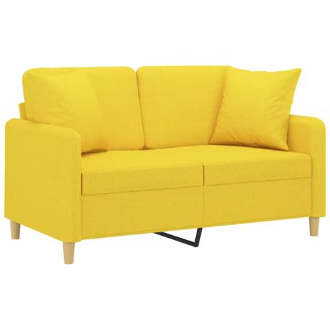 Divano A 2 Posti Con Cuscini Giallo Chiaro 120 Cm In Tessuto - Foto 3