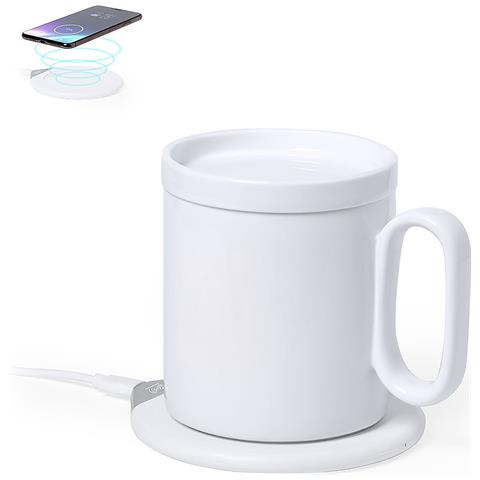 Caricatore Scaldatazze 350 Ml. Senza Fili 15w. Connessione Usb 11x12,5x11 Cm. Colore Bianco - Foto 1