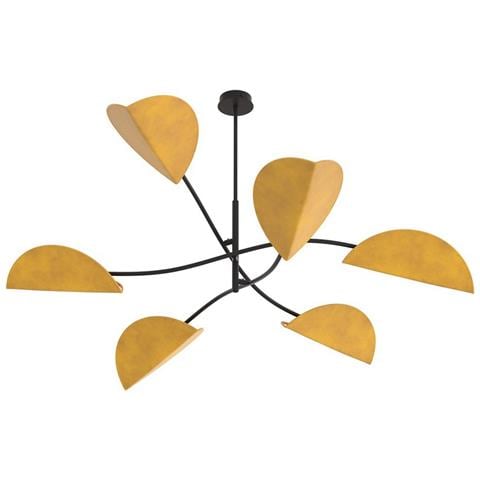 Lampada A Sospensione Lotus In Acciaio E Velluto Color Senape - Foto 2