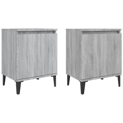 Comodini Con Gambe In Metallo Grigio Sonoma 40x30x50 Cm - Foto 1