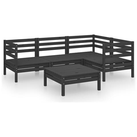 Lusso Casadino - Set Salotto Da Giardino 5 Pz In Legno Massello Di Pino Nero - Foto 1