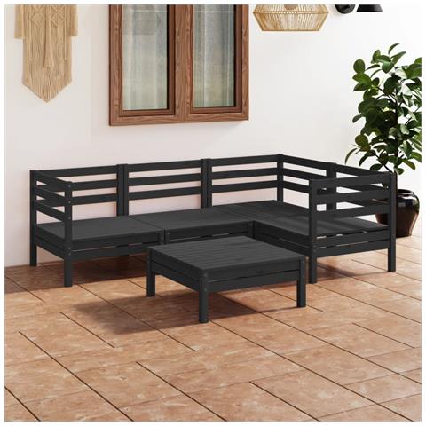 Lusso Casadino - Set Salotto Da Giardino 5 Pz In Legno Massello Di Pino Nero - Foto 8