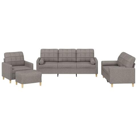 Set Divani 4 pz con Cuscini Tortora in Tessuto - Foto 1