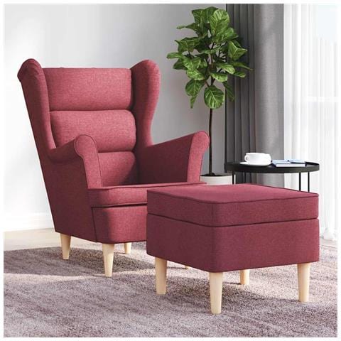 Poltrona con Poggiapiedi Rosso Vino in Tessuto - Foto 2