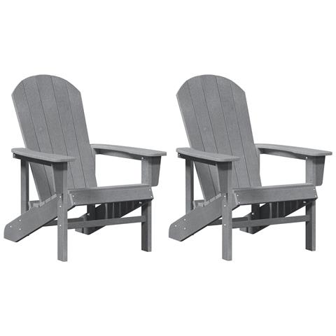 Sedie Adirondack 2 pz Grigio Chiaro 74x82x90 cm HDPE, Sedia Adirondack Grigio Chiaro 74x82x91 cm HDPE - Foto 1