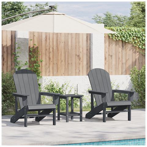 Sedie Adirondack 2 pz Grigio Chiaro 74x82x90 cm HDPE, Sedia Adirondack Grigio Chiaro 74x82x91 cm HDPE - Foto 2