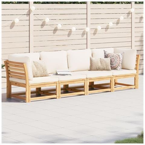 Set Salotto da Giardino 4pz con Cuscini Legno Massello Acacia - Foto 2