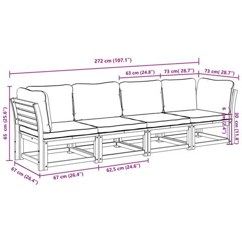 Set Salotto da Giardino 4pz con Cuscini Legno Massello Acacia - Foto 7