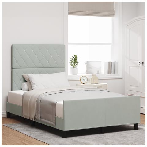 Struttura Letto Grigio Chiaro 120x190 cm in Velluto - Foto 2