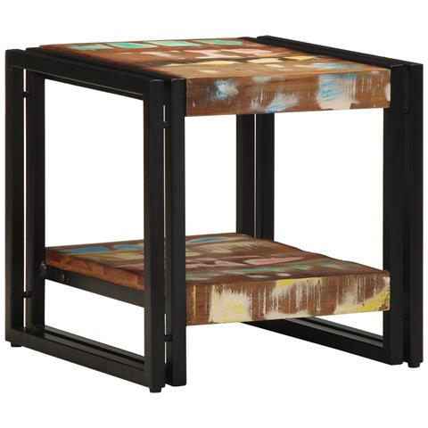 Tavolino da caffè  Multicolore 40x50x38 cm in legno massello riciclato - Foto 1
